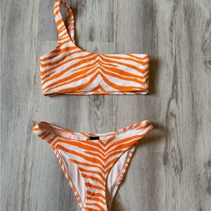 Triangl Swimwear Orange and White Bikini